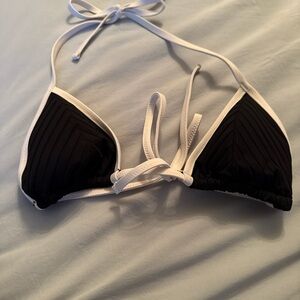 Aerie Black and White Striped Bikini Top